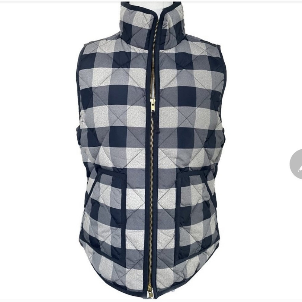 J.Crew Buffalo Blue Checker Women Quilted Excursion  plaid Jacke size S